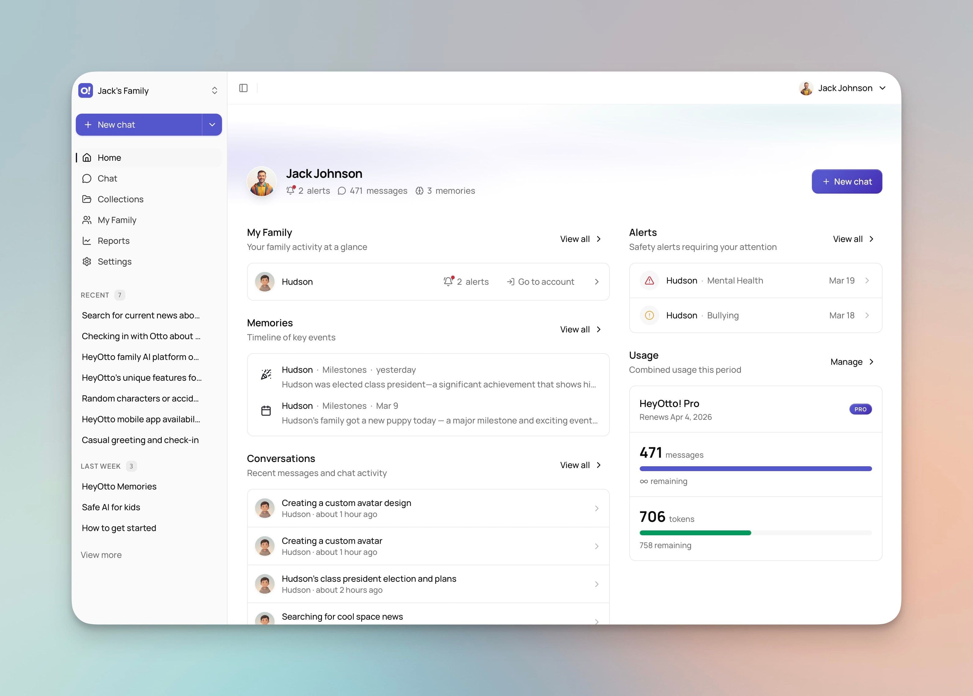 HeyOtto Parent Dashboard & Controls
