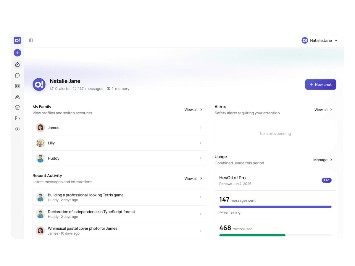 HeyOtto parent dashboard